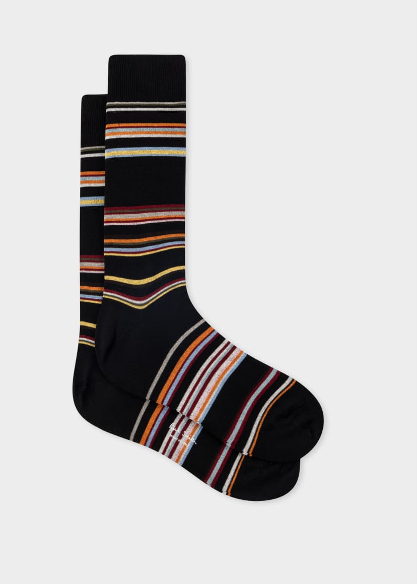 Black Spaced 'Signature Stripe' Socks