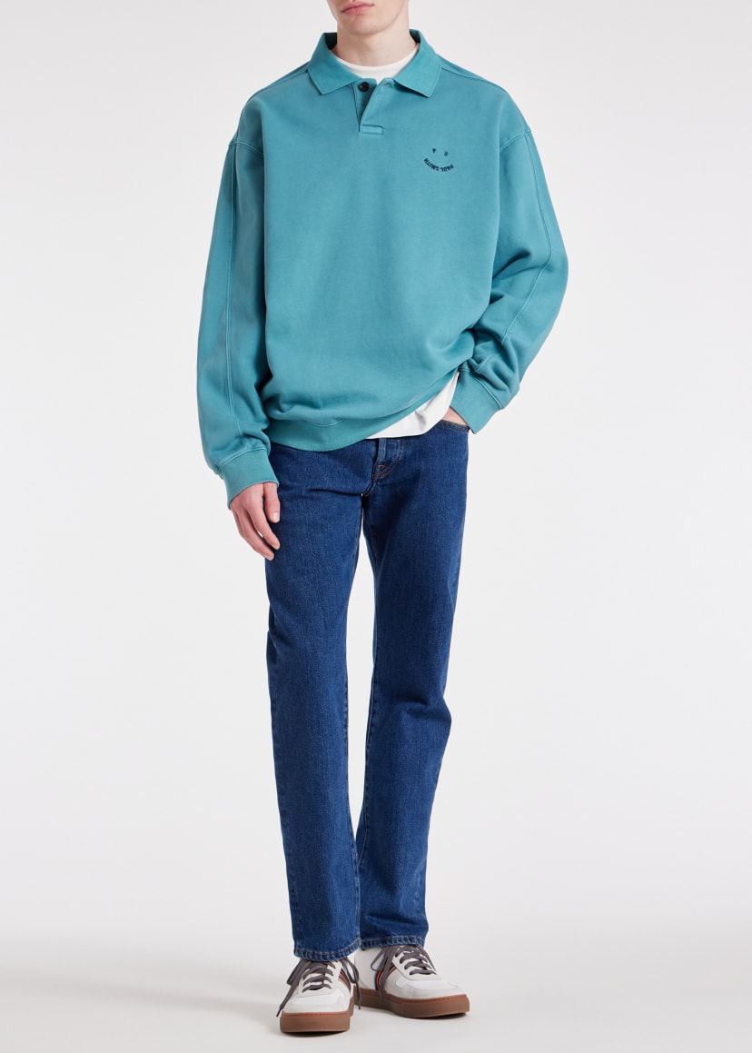 Model View - Aqua Cotton 'Happy' Polo Sweatshirt Paul Smith