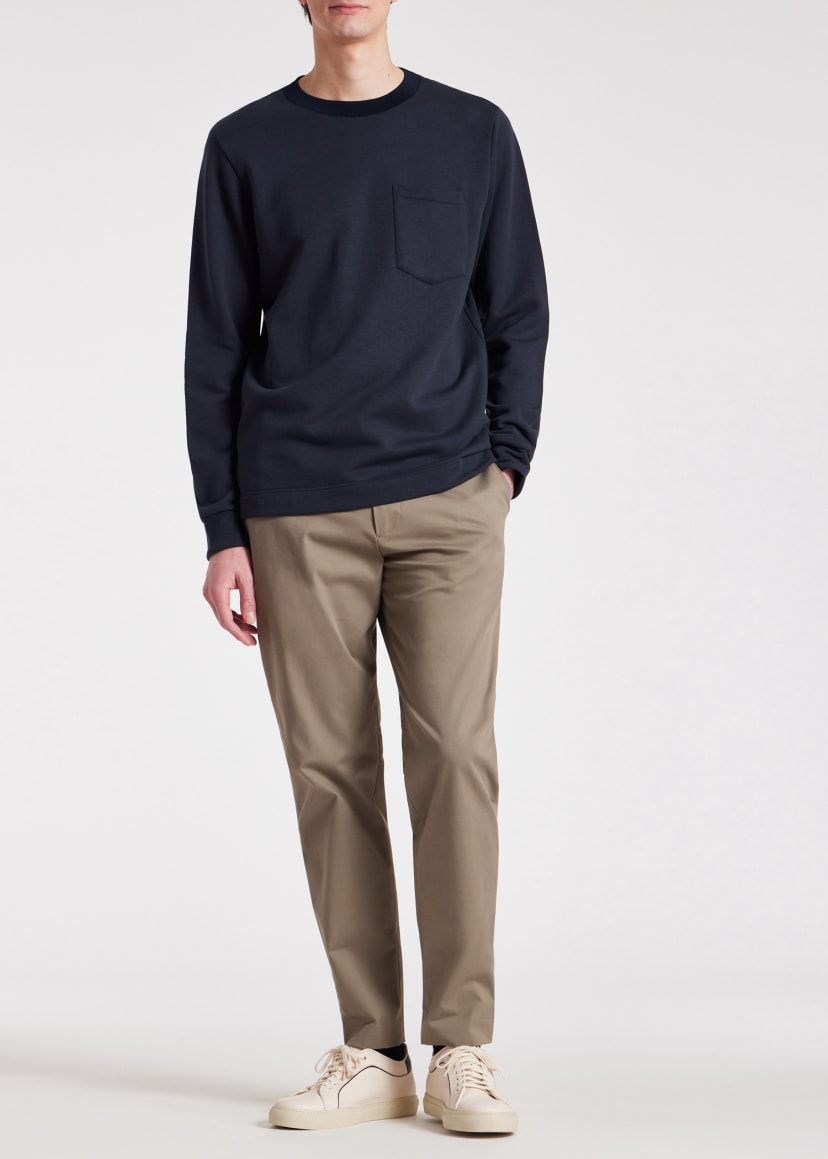 Model View - Navy Cotton-Lyocell Sweatshirt Paul Smith