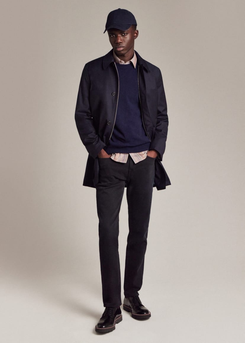 Model View - Navy Cashmere Crew Neck Sweater Paul Smith