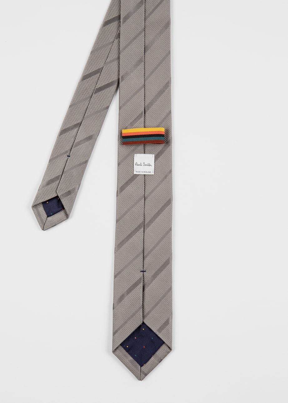 Product View - Grey Textured-Stripe Cotton-Silk Tie by Paul Smith
