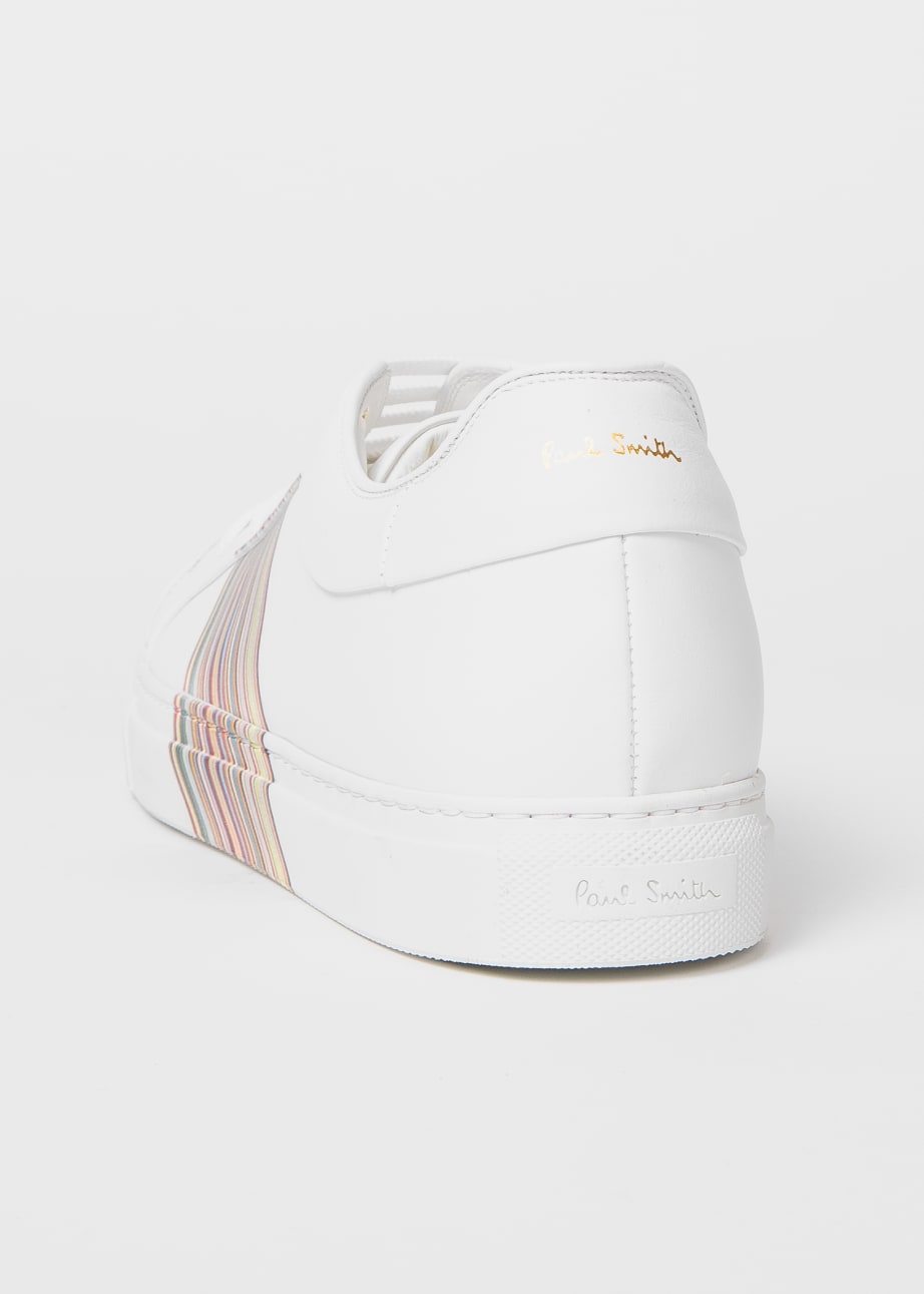 White Leather 'Basso' Sneakers With 'Signature Stripe' Panel