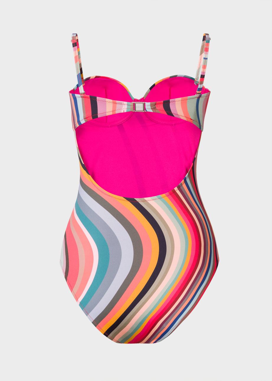 Back View - Women's 'Swirl' Print Wrap Bandeau Swimsuit Paul Smith