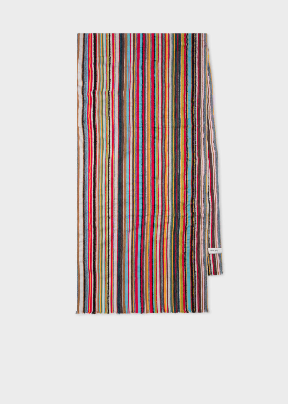 Front View - Signature Stripe' Textured Scarf Paul Smith