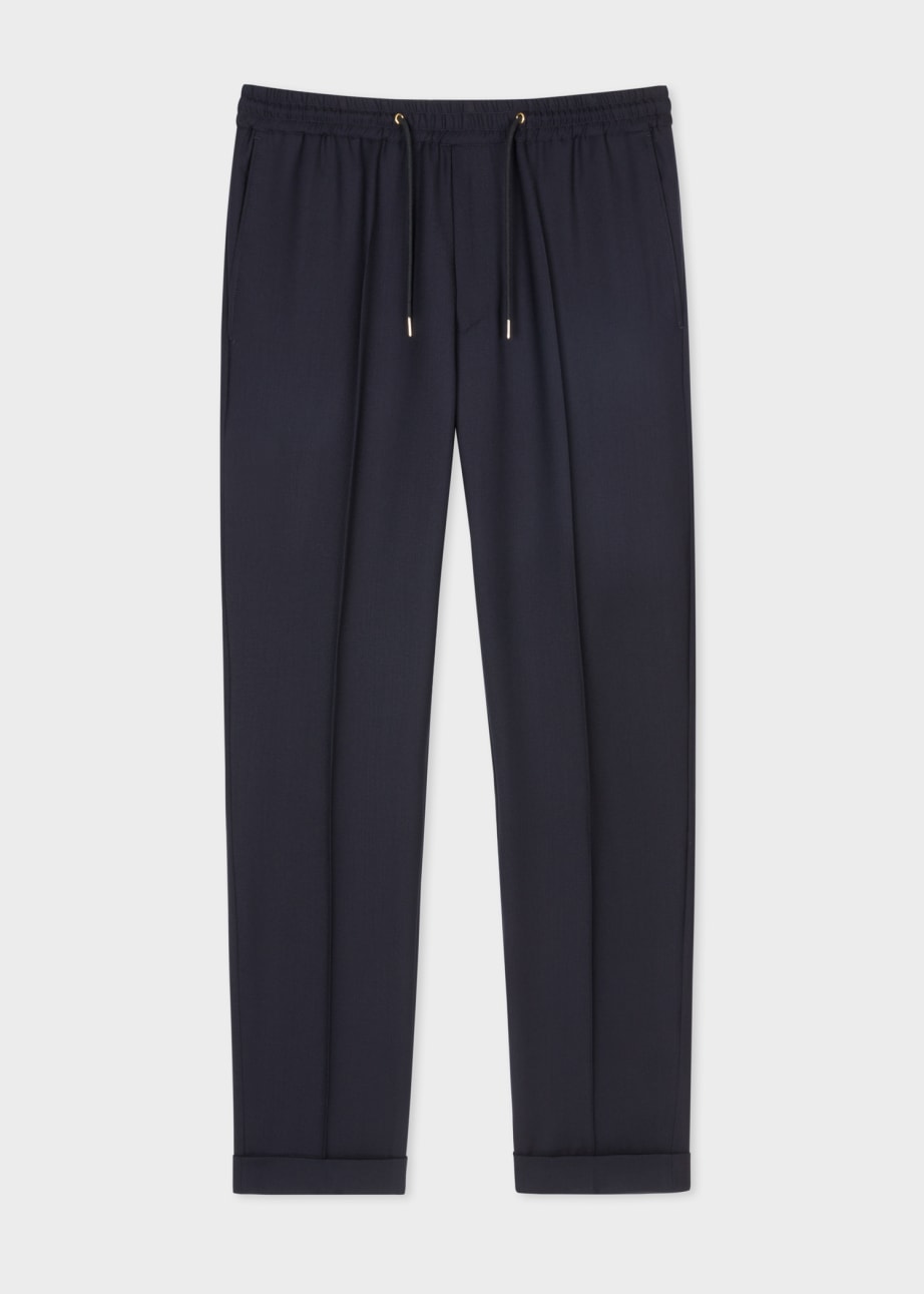 Front View - A Suit To Travel In - Slim-Fit Navy Drawstring-Waist Wool Trousers Paul Smith