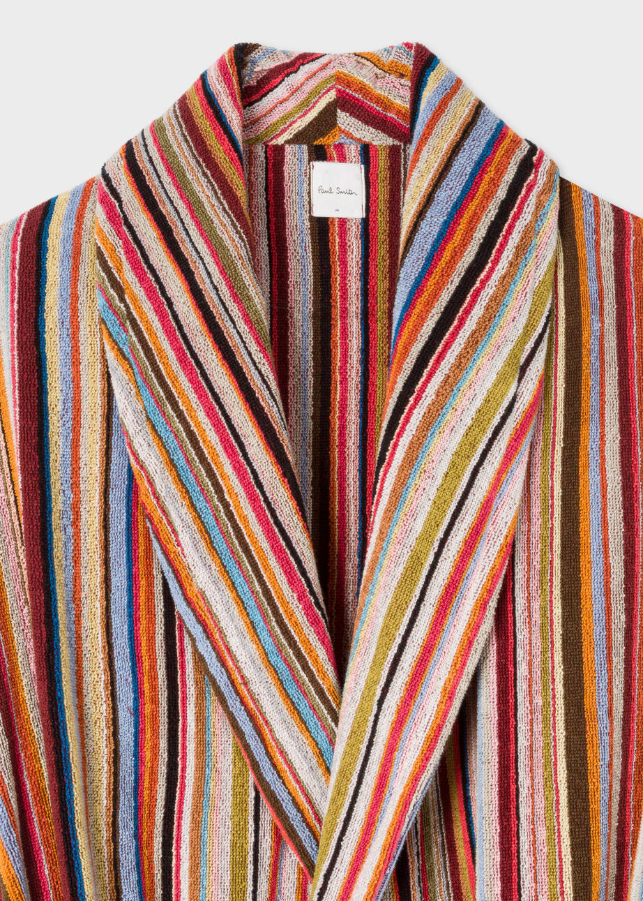 Detail View - 'Signature Stripe' Woven Cotton Dressing Gown Paul Smith