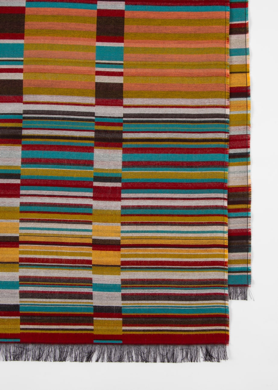 Detail View - Jacquard Stripe Cotton-Blend Scarf Paul Smith