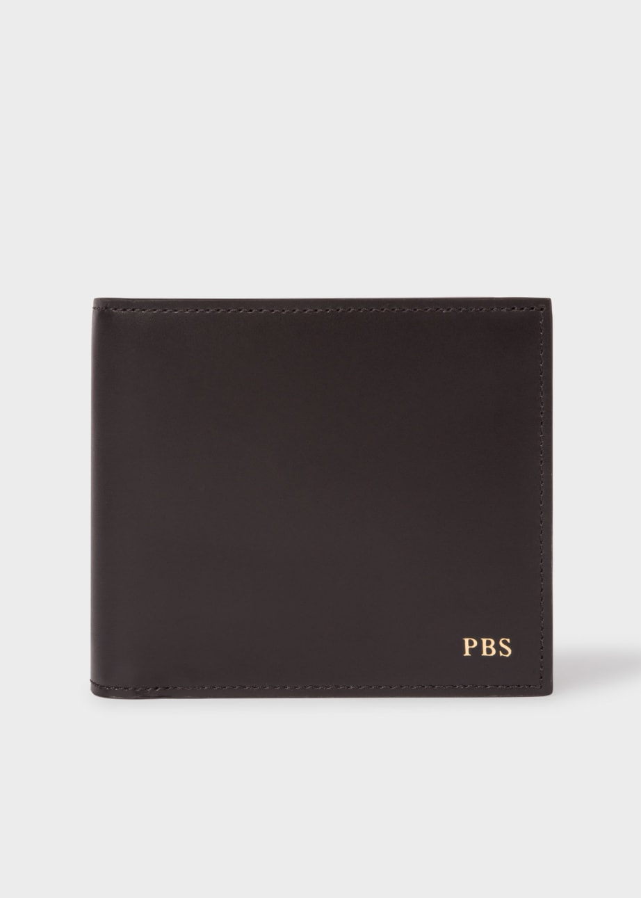 Front View - Black Leather Leather Monogrammed Billfold Wallet Paul Smith