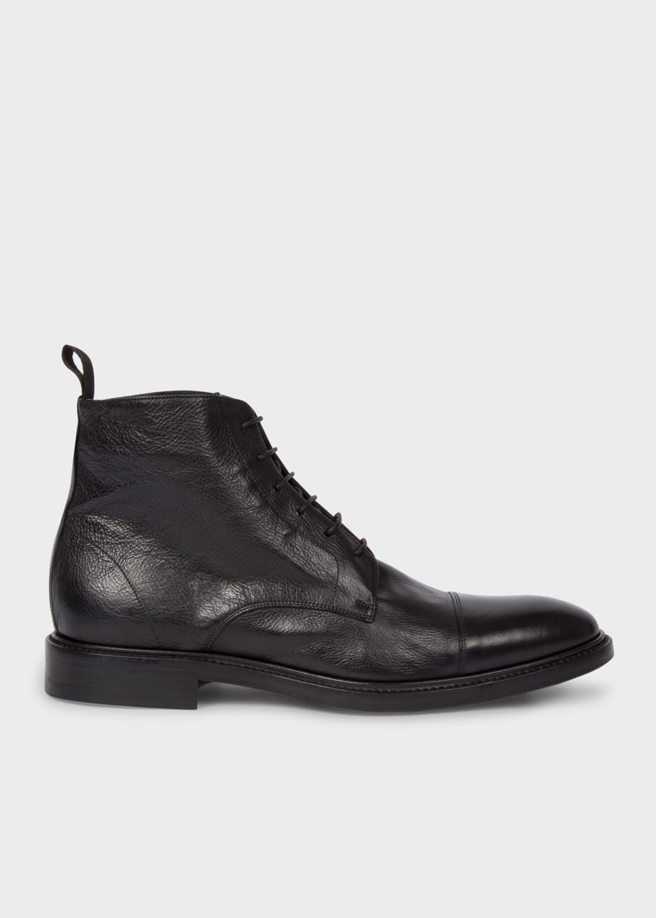 Detail View - Dip-Dyed Black Calf Leather 'Jarman' Boots Paul Smith