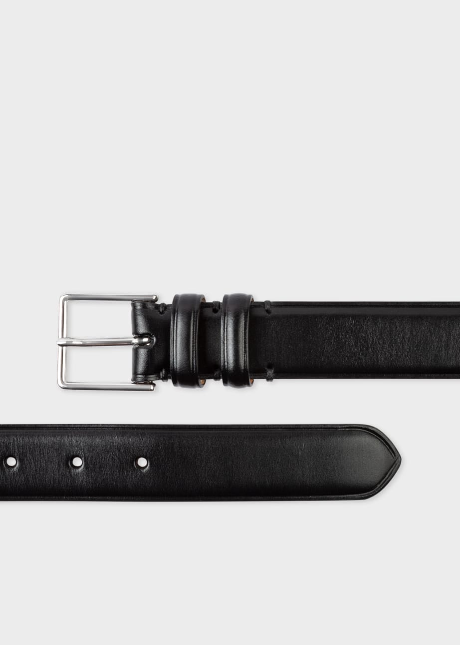 Product View - Black Leather Double Keeper Classic Suit Belt by Paul Smith