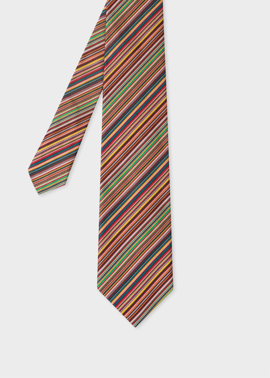 Front View - Signature Stripe' Silk Tie Paul Smith