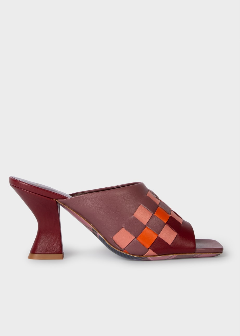 Women's Bordeaux 'Screen Check' 'Ford' Leather Mules