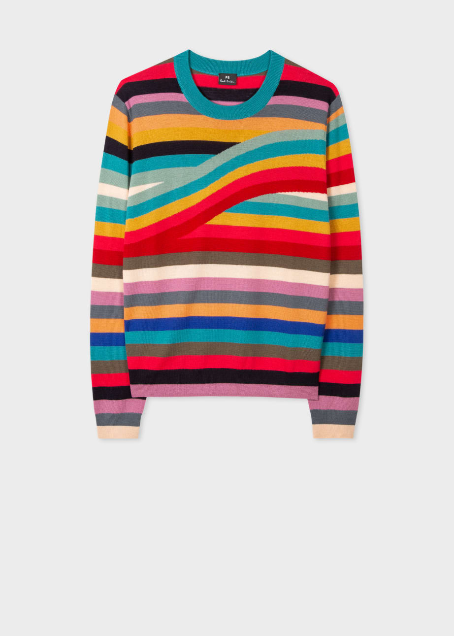 Front View - Women's 'Swirl' Stripe Merino Wool Sweater Paul Smith