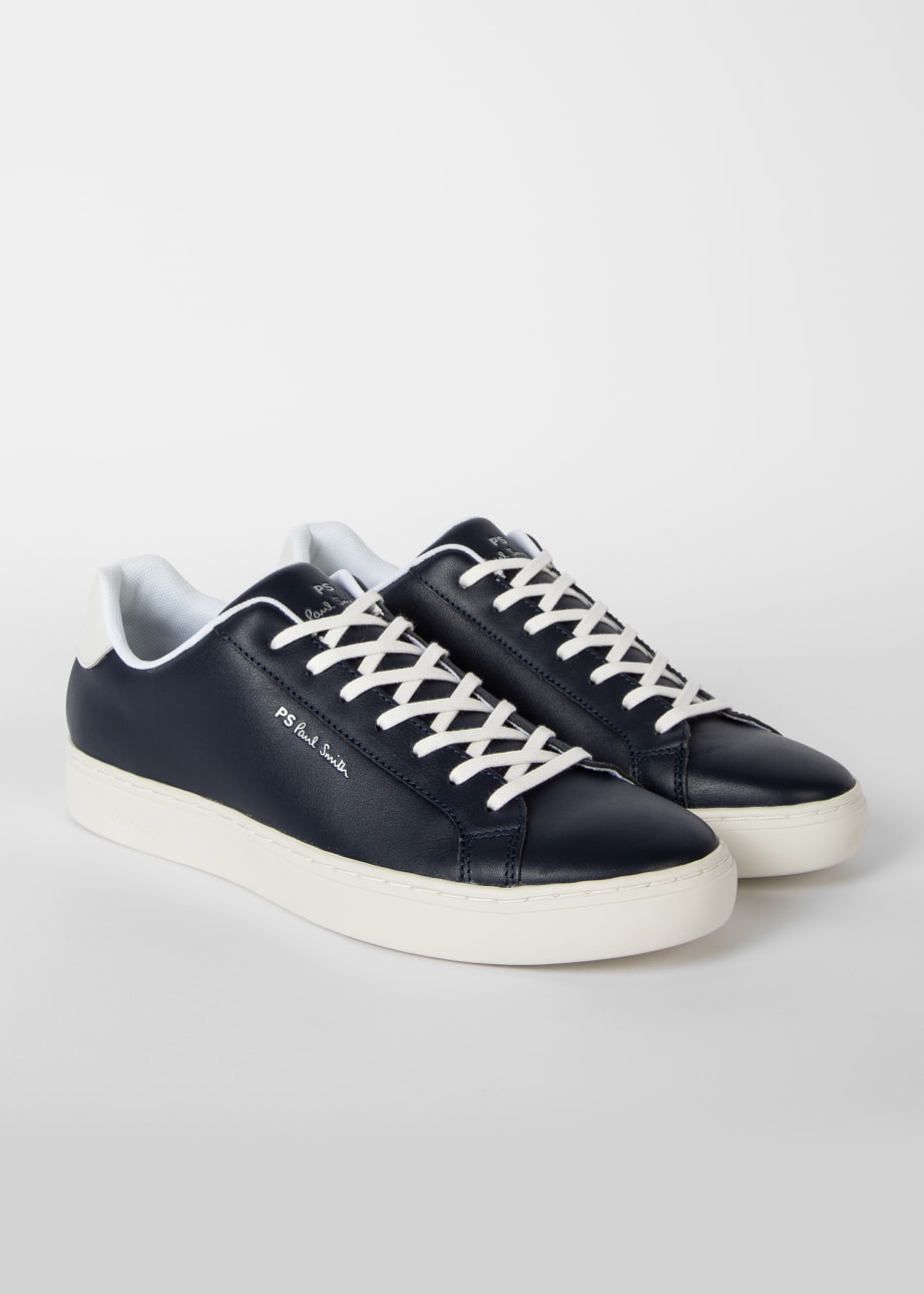 Pair View - Navy Leather 'Rex' Trainers Paul Smith