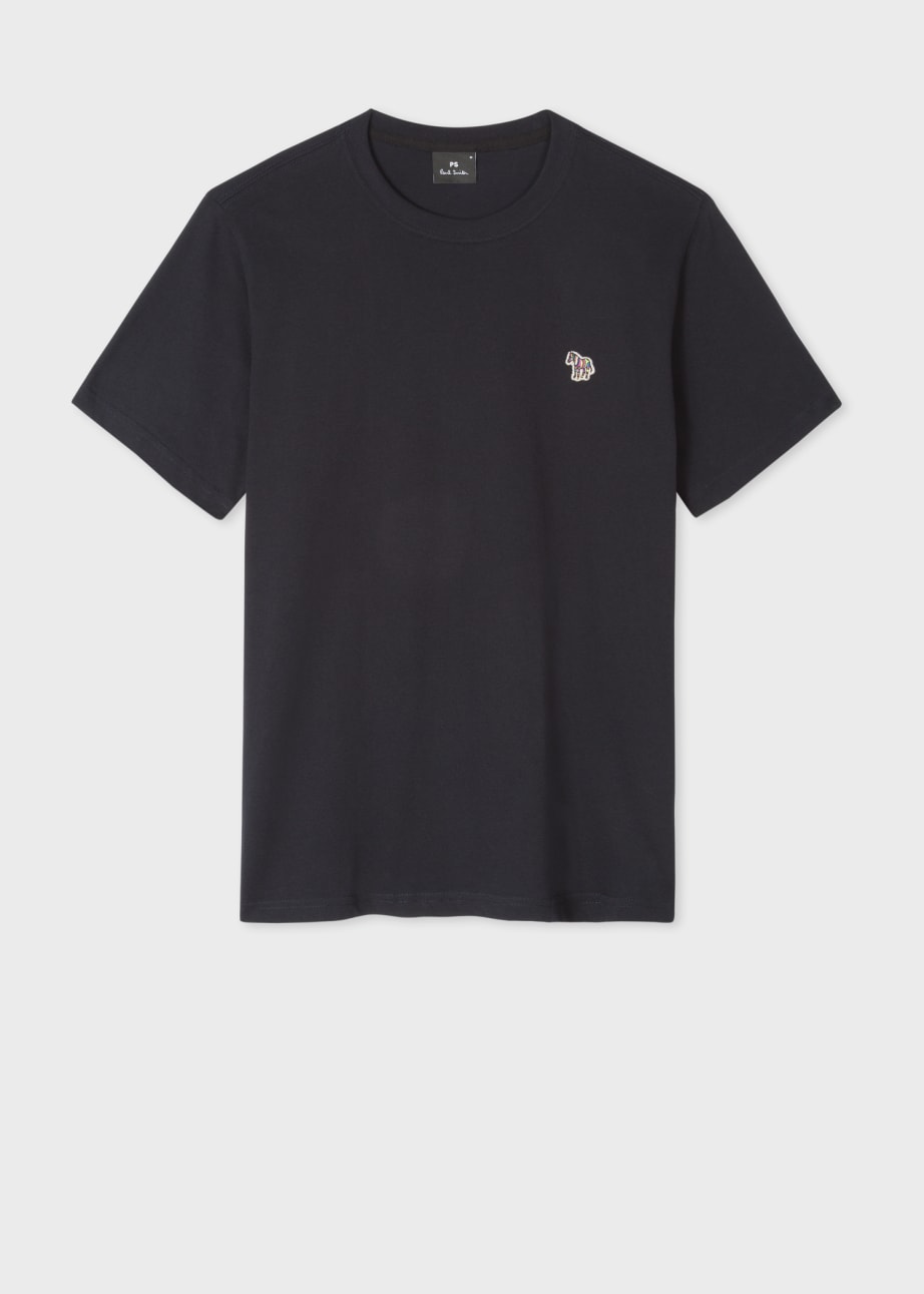 Front Flat View - Navy Cotton Zebra Logo T-Shirt Paul Smith