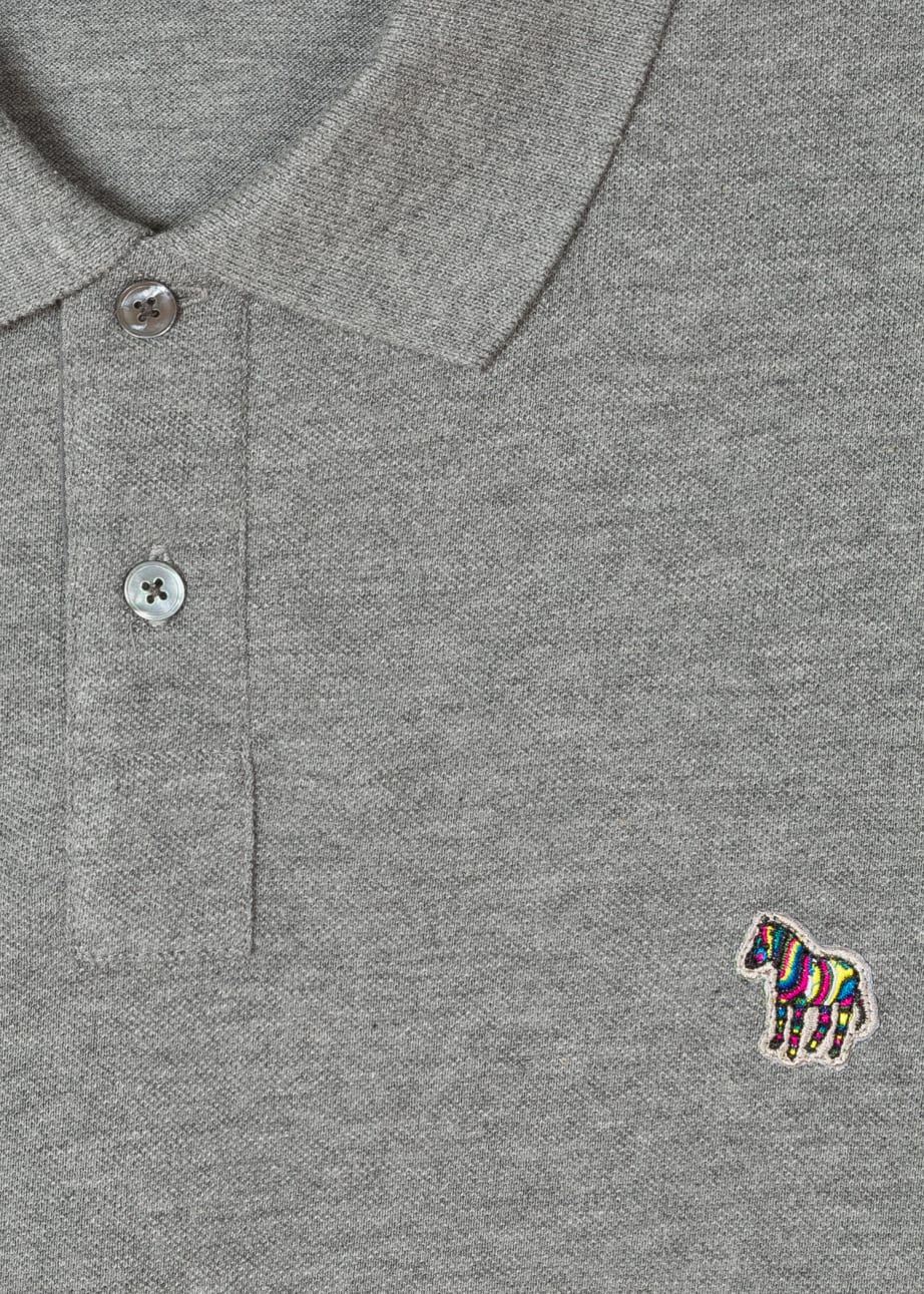 Men's Grey Marl Cotton-Piqué Zebra Logo Polo Shirt
