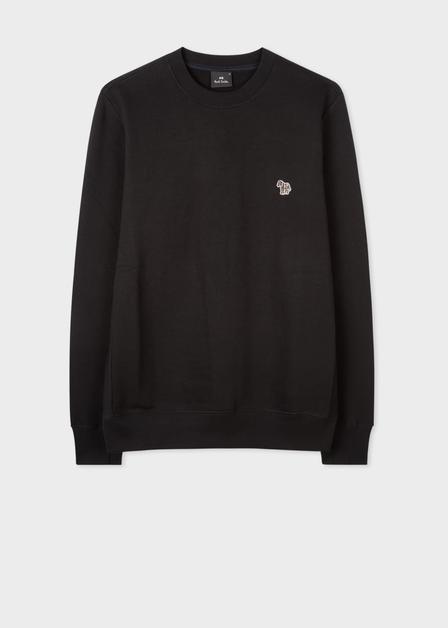 Front View - Black Cotton Embroidered Zebra Logo Sweatshirt Paul Smith