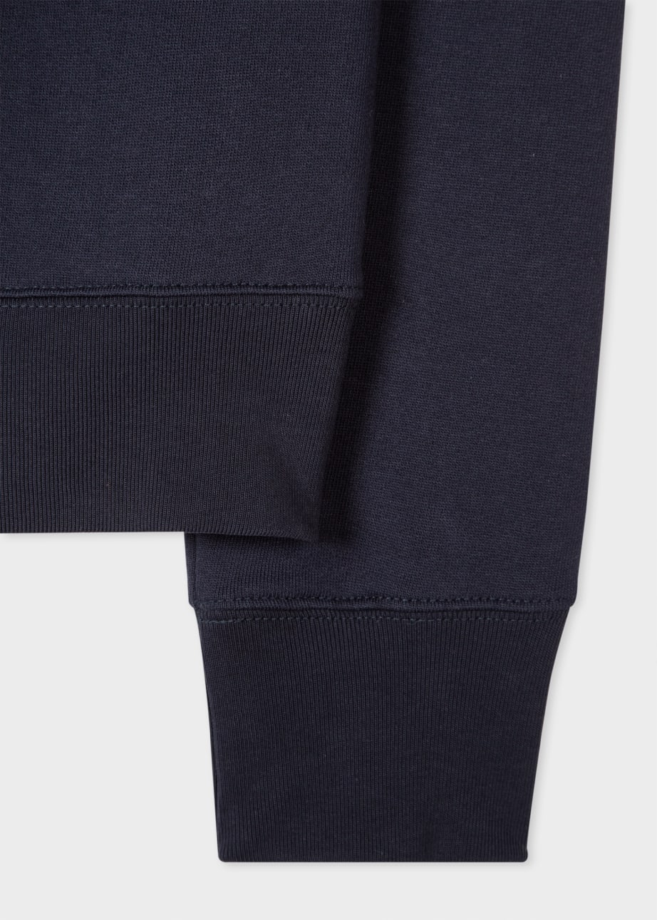 Detail View - Navy Cotton Zebra Logo Zip-Neck Sweatshirt Paul Smith