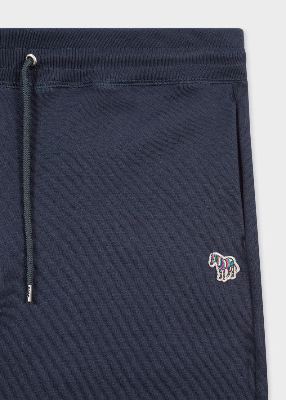 Detail View - Tapered-Fit Dark Navy Zebra Logo Cotton Sweatpants Paul Smith