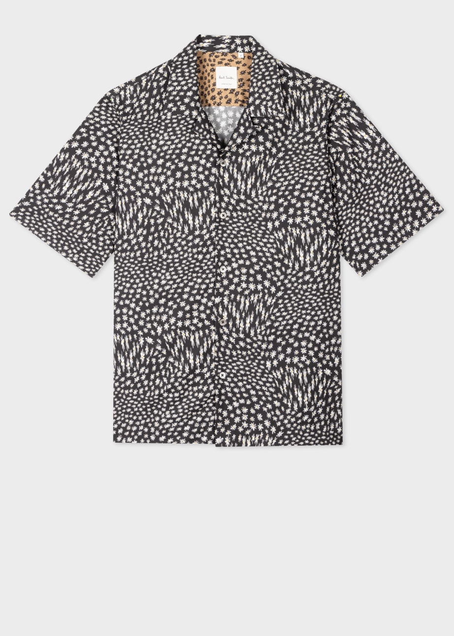 Black 'Digital Daisy' Cotton-Lyocell Shirt