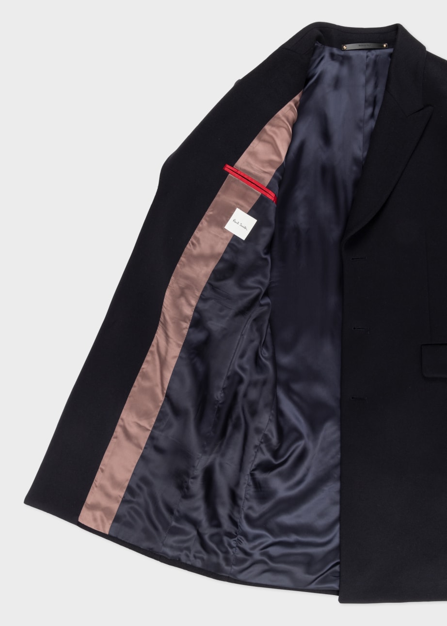 Detail View - Navy Wool-Cashmere Epsom Coat Paul Smith