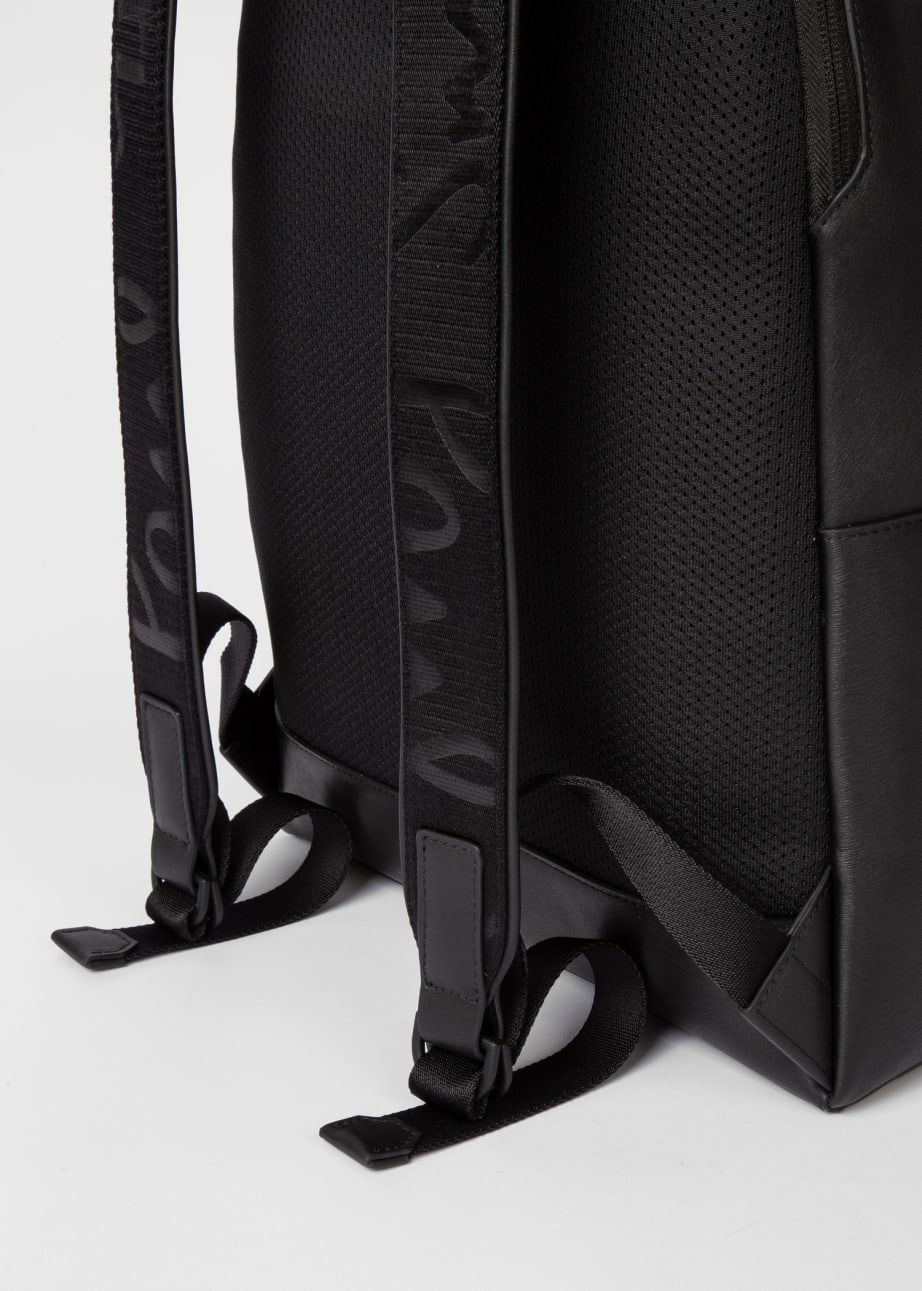 Detail View - Black Embossed Leather Backpack Paul Smith