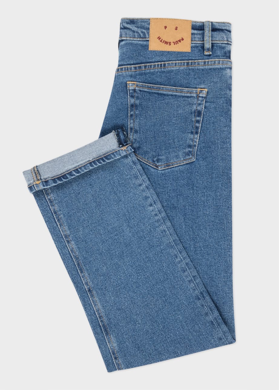 Model View - Women's Mid Wash Straight-Fit 'Happy' Jeans by Paul Smith