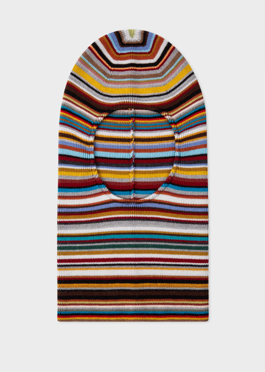 Front View - 'Signature Stripe' Wool Balaclava Paul Smith