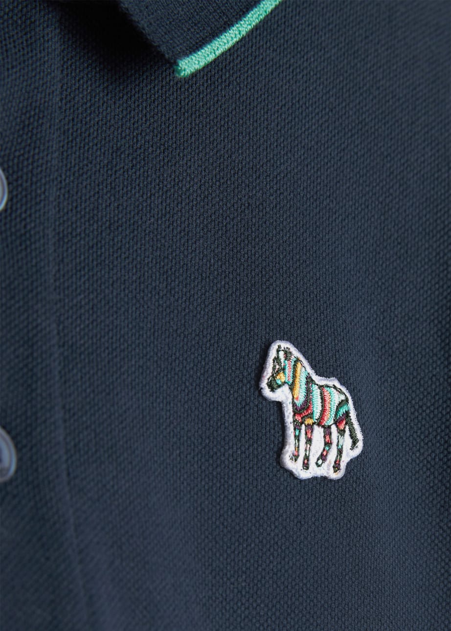 Detail View - 2-13 Years Navy Zebra Logo Polo Shirt Paul Smith