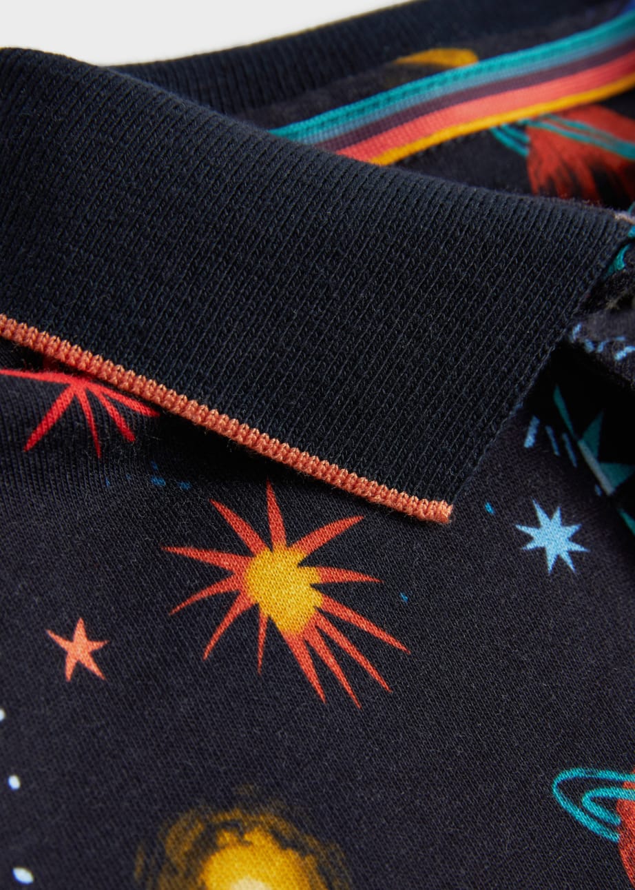 Detail View - 2-13 Years Navy Planet Print Short-Sleeve Polo Shirt Paul Smith