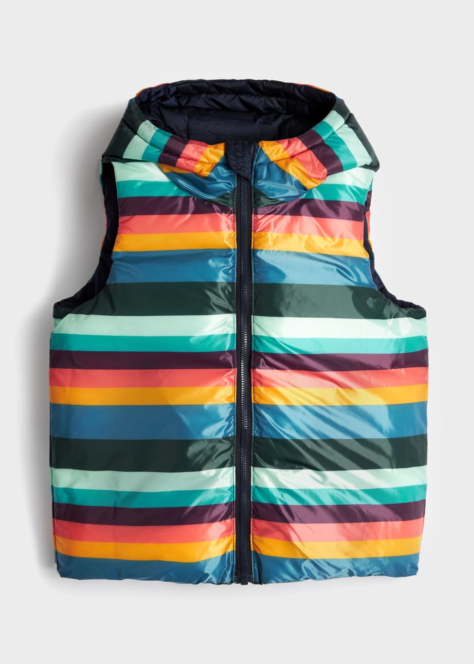 Front View - 2-13 Years Navy Reversible Gilet Paul Smith