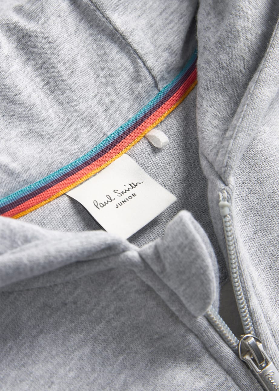 Detail View - 2-13 Years Grey Zip Zebra Logo Hoodie Paul Smith