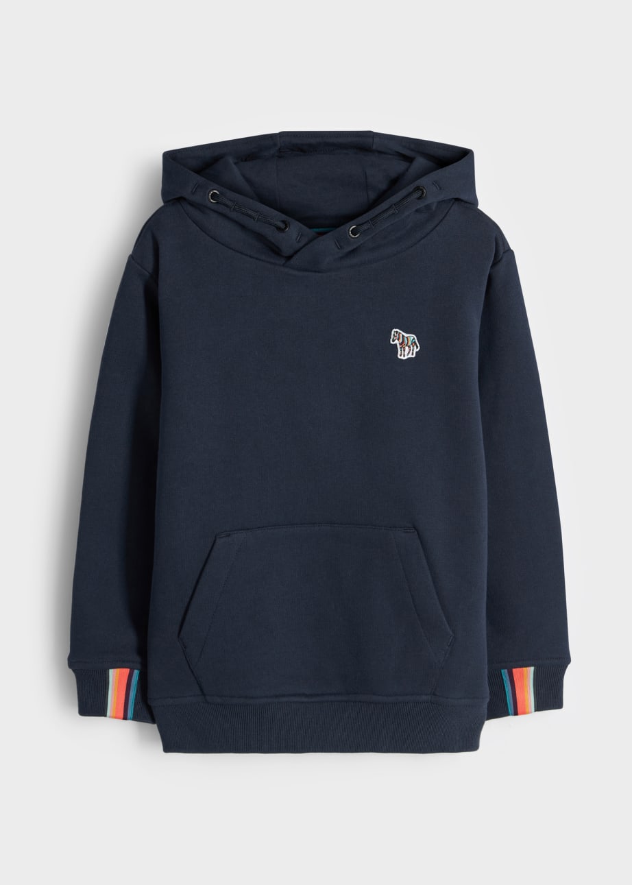 Front View - 2-13 Years Navy Zebra Logo Hoodie Paul Smith