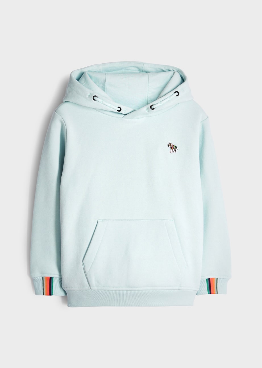 Front View - 2-13 Years Pale Blue Zebra Hoodie Paul Smith