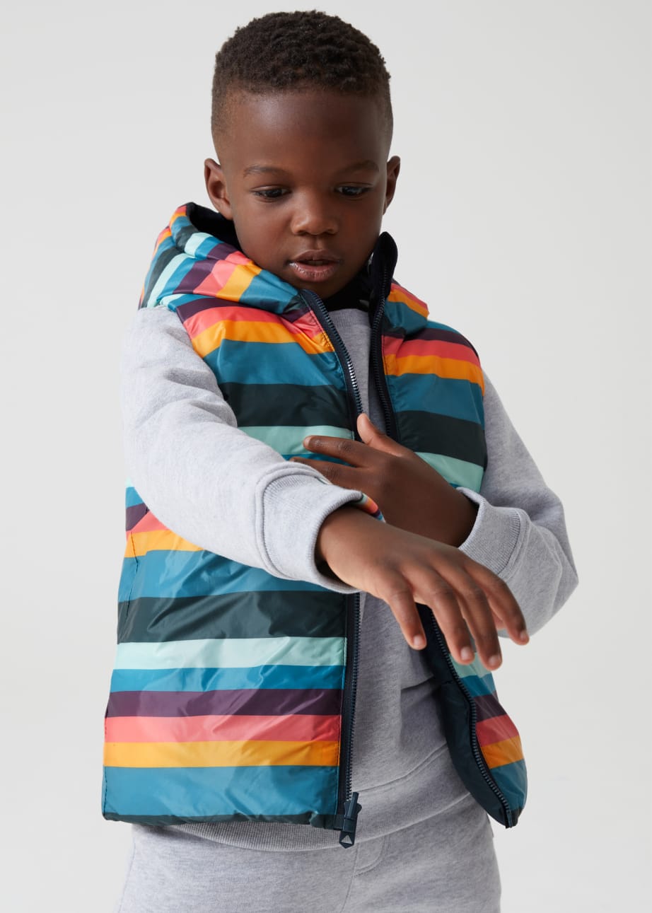 Model View - 2-13 Years Navy Reversible Gilet Paul Smith