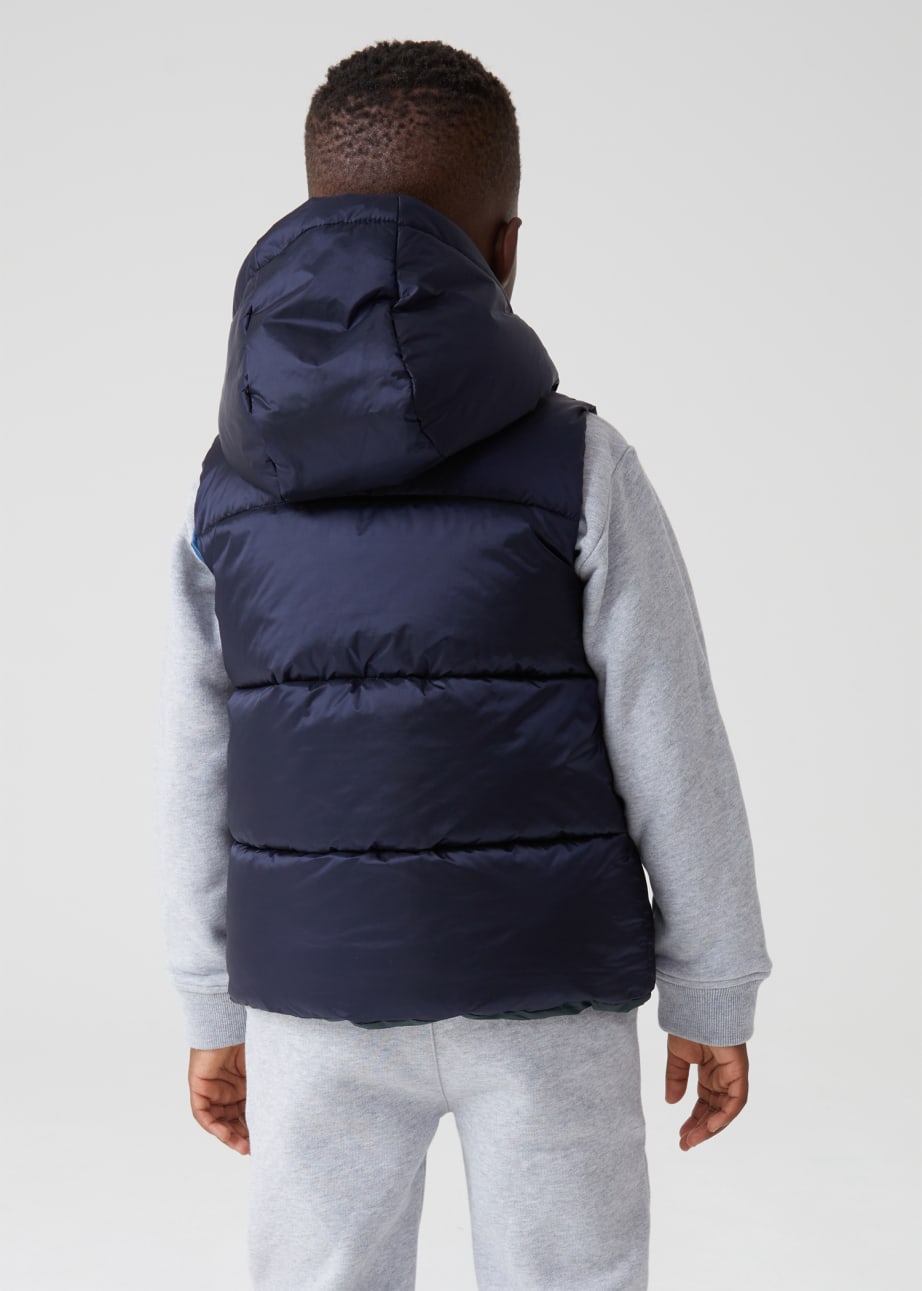 Model View - 2-13 Years Navy Reversible Gilet Paul Smith
