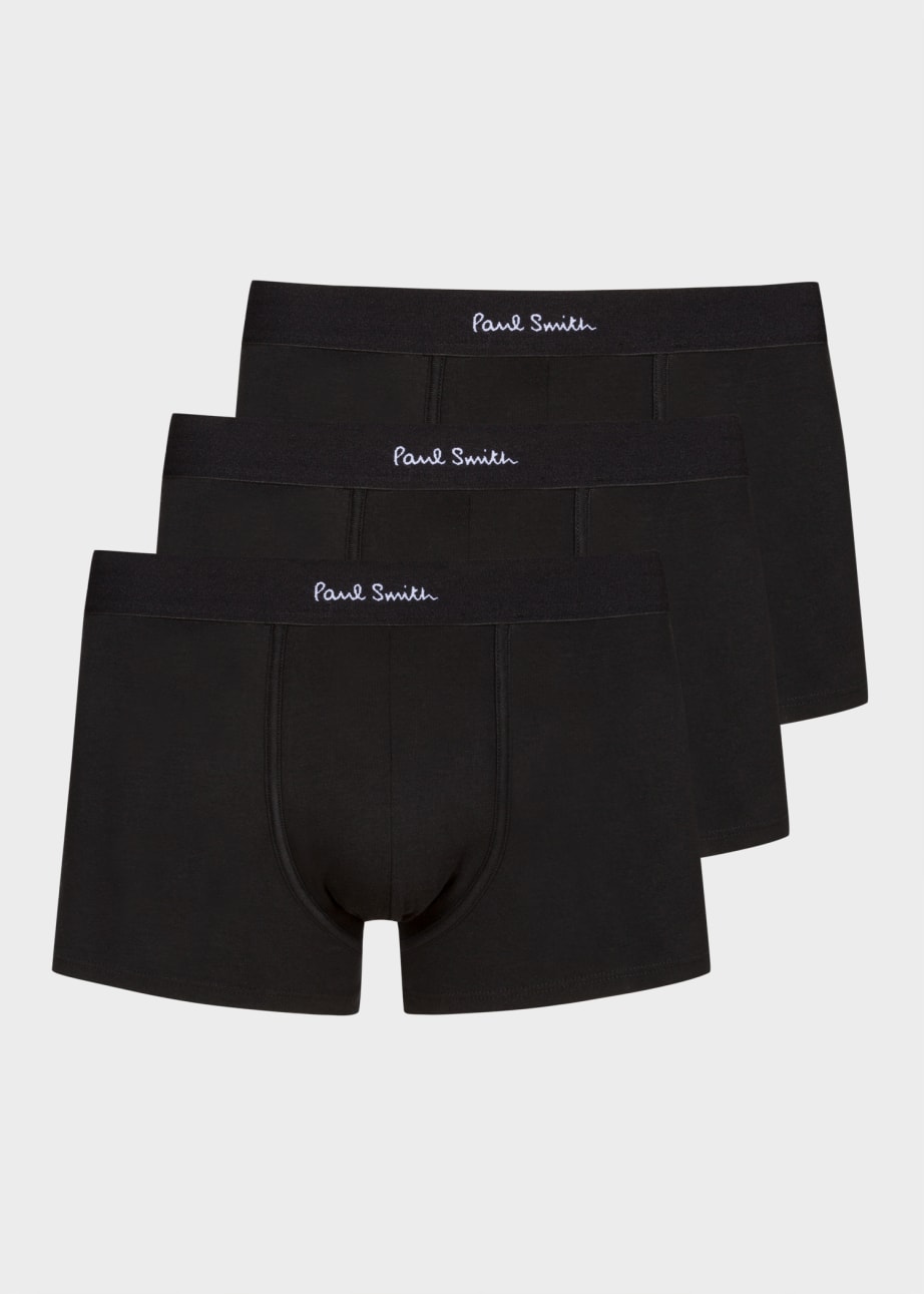 Pair View - Organic Cotton Black Low-Rise Boxer Briefs Three Pack Paul Smith