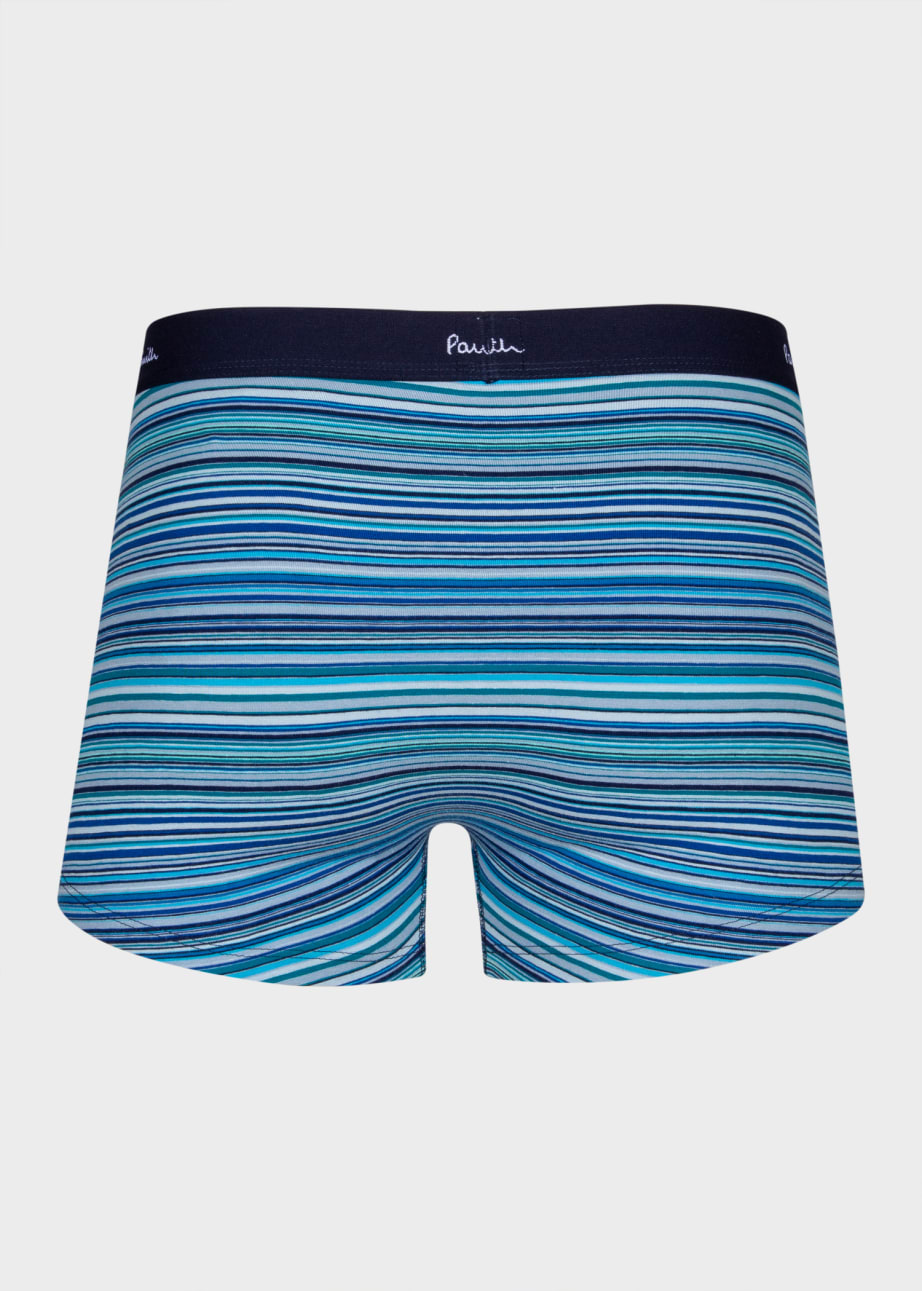 Back View - Organic Cotton 'Signature Stripe' and Plain Boxer Briefs Five Pack Paul Smith