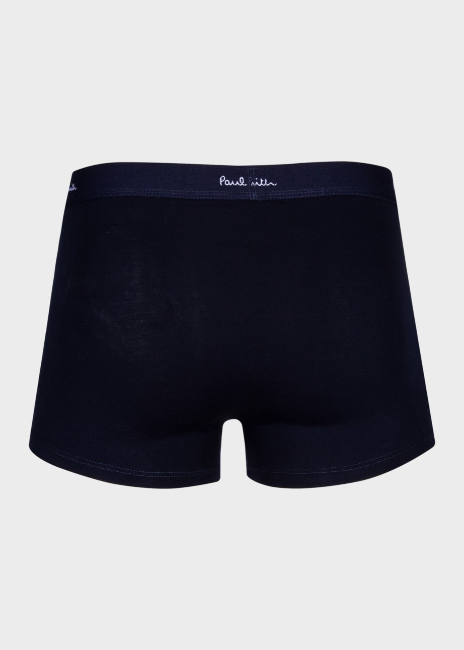 Back View - Organic Cotton 'Signature Stripe' and Plain Boxer Briefs Five Pack Paul Smith