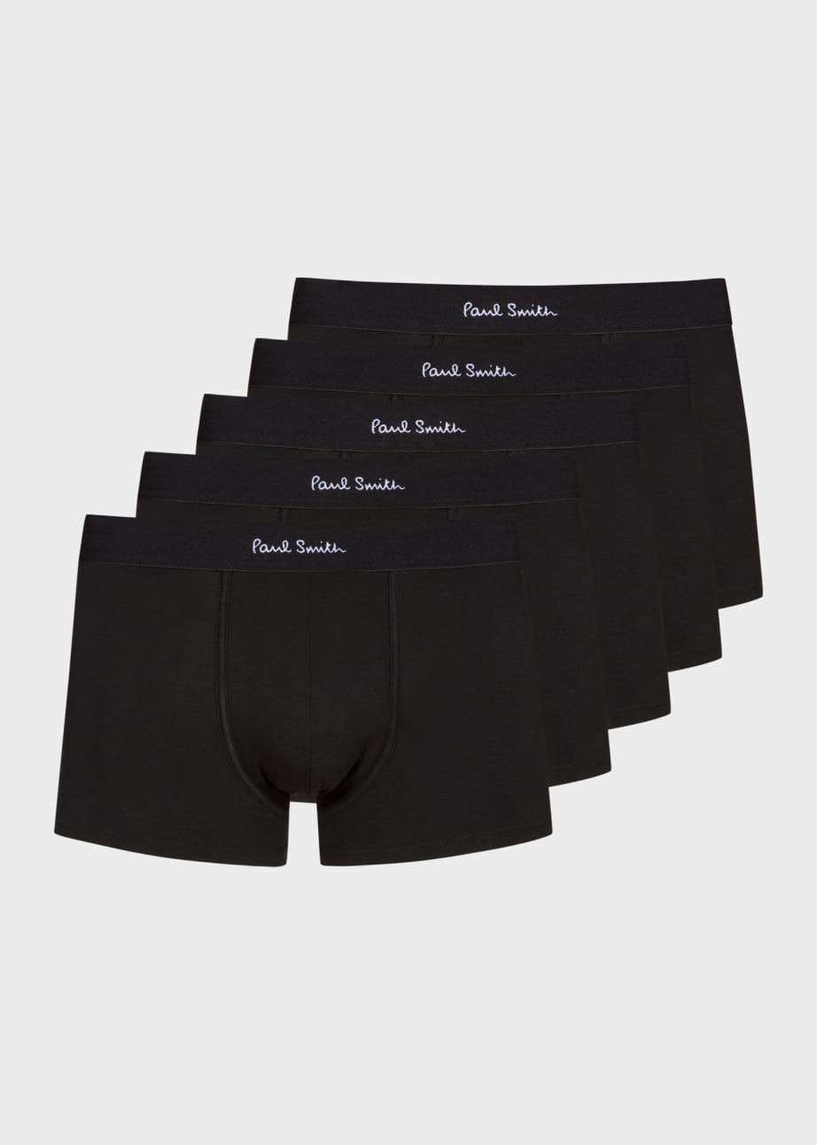 Front View - Organic Cotton Black Boxer Briefs Five Pack Paul Smith
