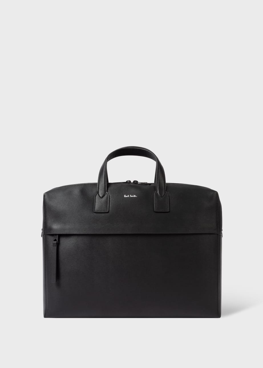 Black Embossed Leather Business Double-Zip Folio Black Embossed Leather Business Double-Zip Folio