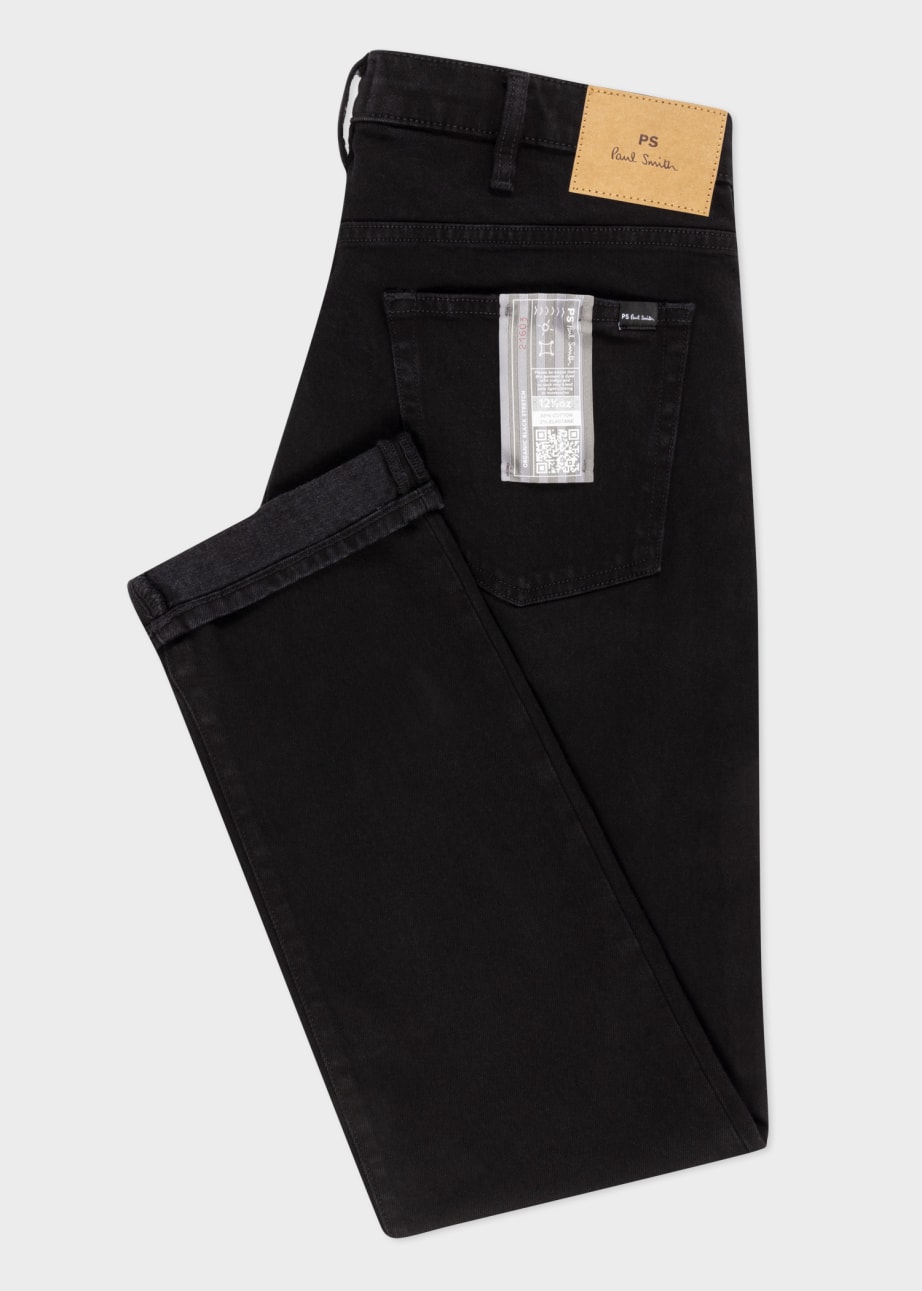 Front View - Tapered-Fit Black Organic Stretch Jeans Paul Smith