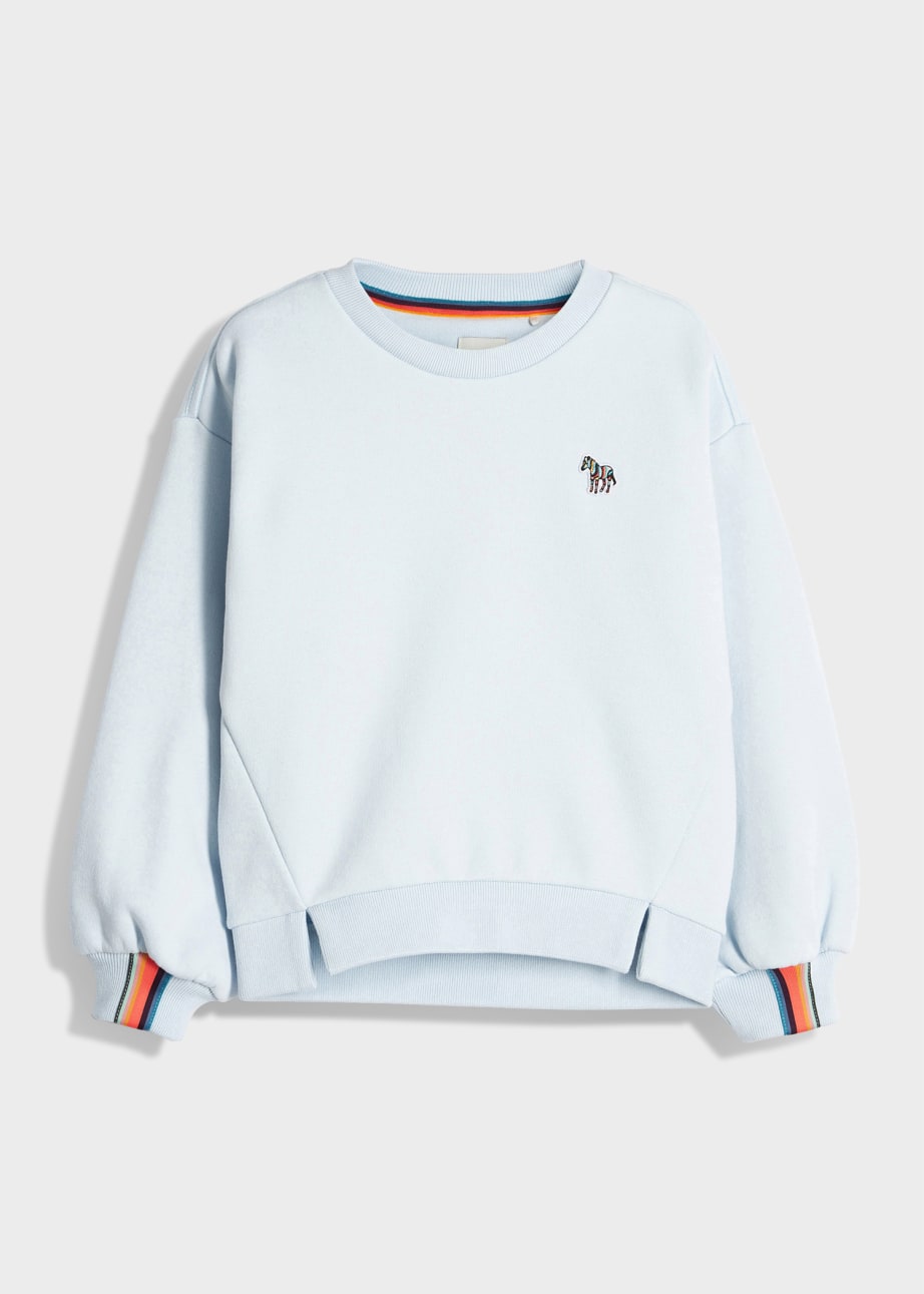 Front View - 2-13 Years Blue Cotton Zebra Sweatshirt Paul Smith