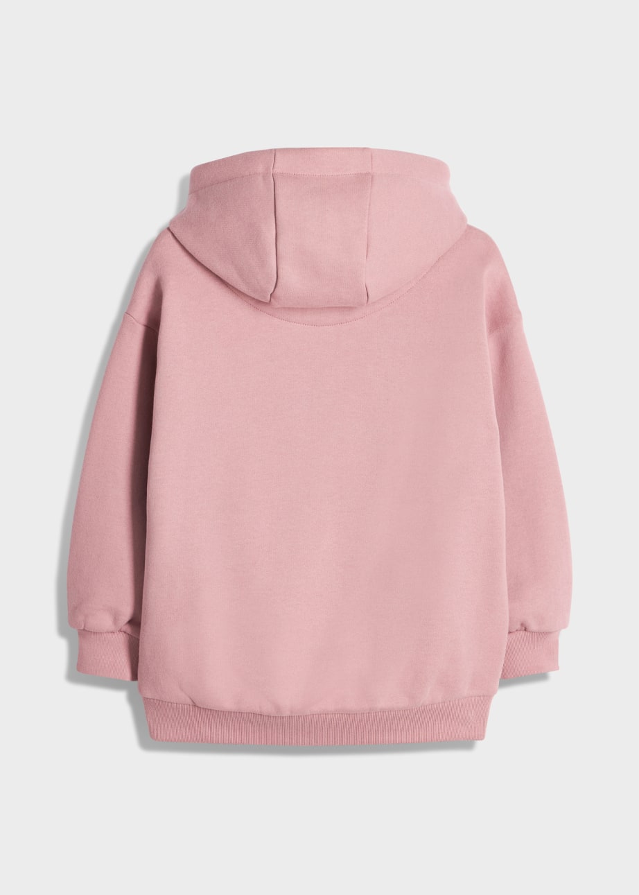 Back View - 2-13 Years Pink Cotton Zebra Pullover Hoodie Paul Smith