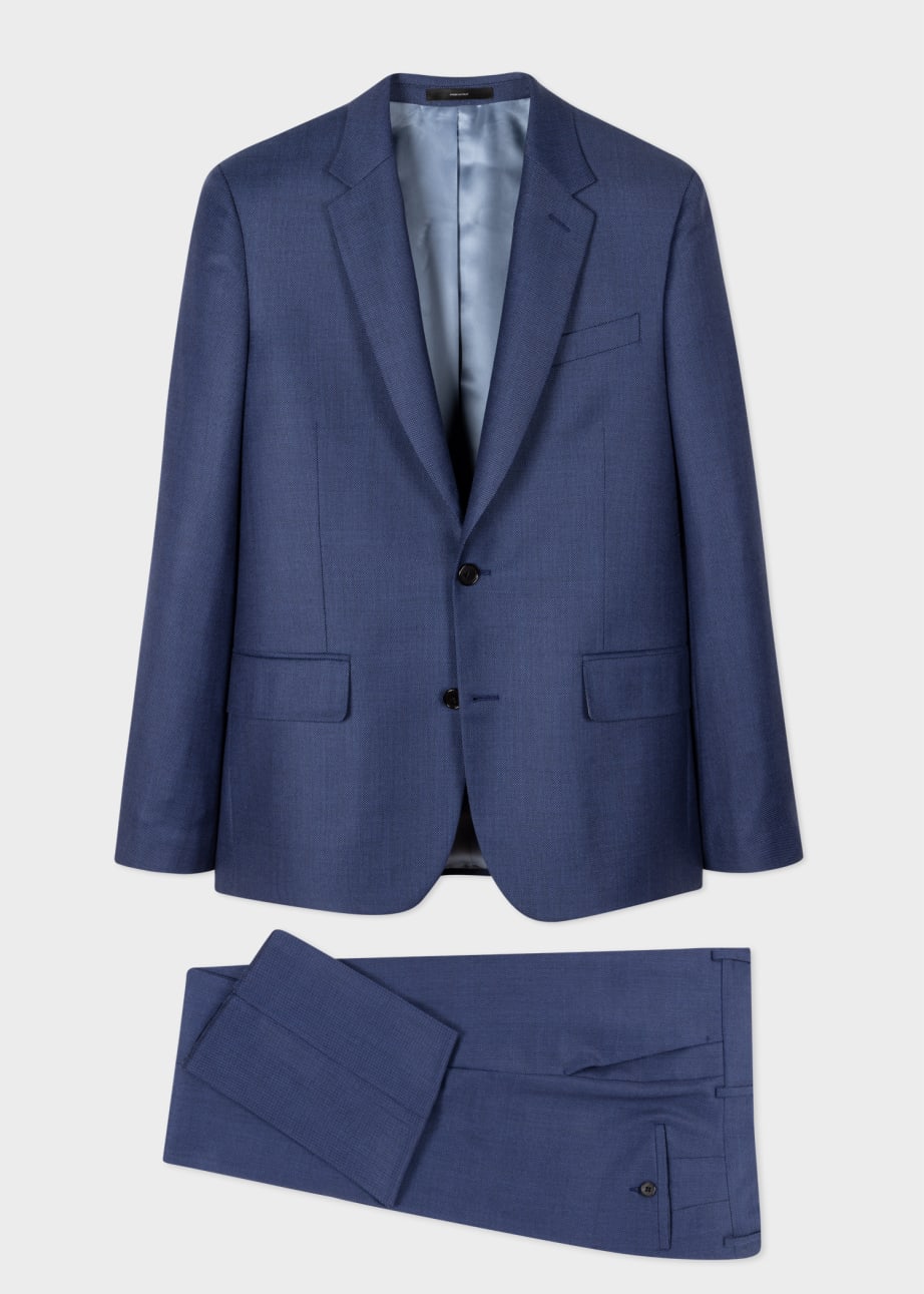 Front View - The Soho - Tailored-Fit Blue Birdseye Wool Suit Paul Smith