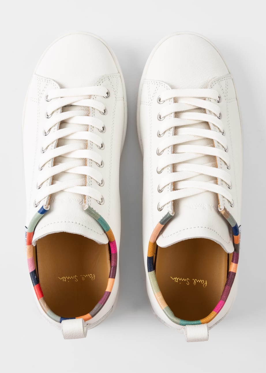 Product View - Women's White Leather 'Miyata' Trainers with 'Swirl' Trim by Paul Smith