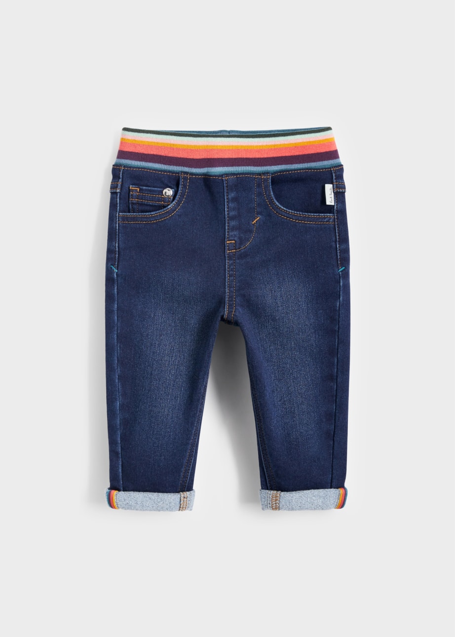 Front View - Babies Indigo Cotton-Stretch Jeans Paul Smith