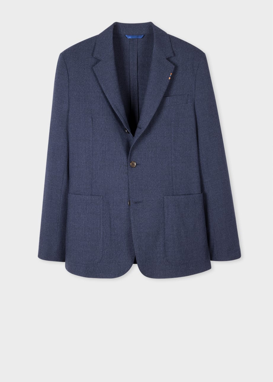 Product View - Men's Navy Marl Two-Ply Hopsack Three-Button Blazer Paul Smith