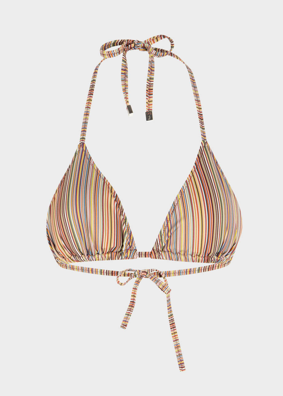 Front View - Women's 'Signature Stripe' Triangle Bikini Top Paul Smith