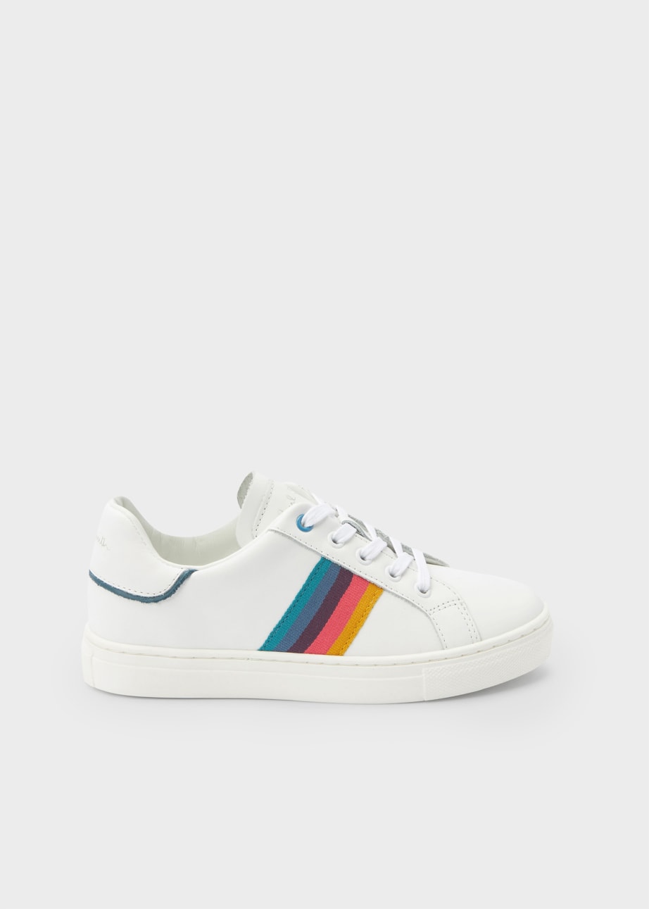 Product View - White 'Artist Stripe' Lace Up Trainers Paul Smith